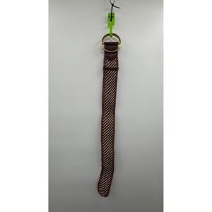 NWT Sam Edelman Women's Small Brown Gold Woven Braided Double Ring Buckle Belt